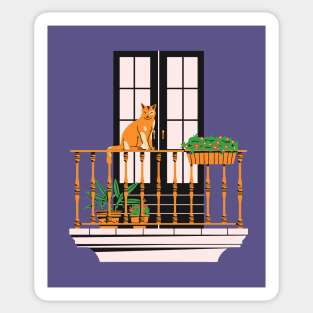 Cat at balcony Sticker